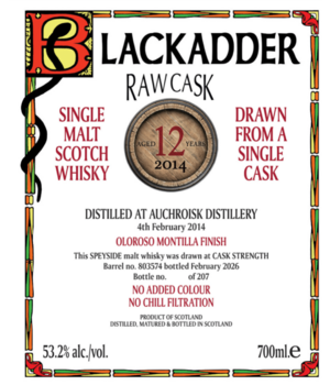 Auchroisk 2014 12y (Blackadder - Raw Cask)