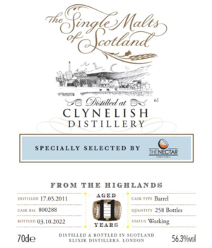 Clynelish 2011 11y (The Single Malts Of Scotland - Single Malts Of Scotland For The Nectar)