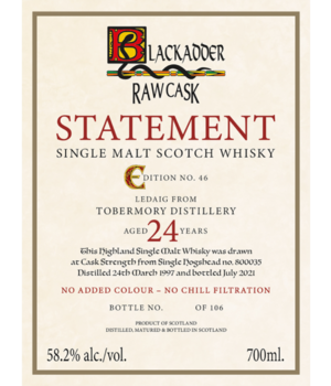 Ledaig 1997 24y Barc (Blackadder Statement)
