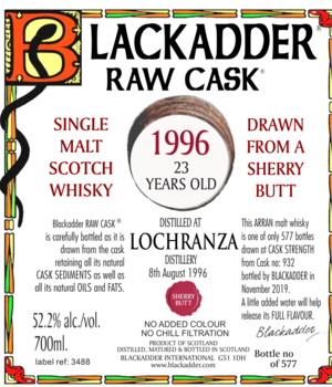 LOCHRANZA 1996 23Y 52,2° BARC (BLACKADDER - RAW CASK)
