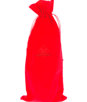 Fluweel Luxe Flessenzakje - Rood - 16x37cm