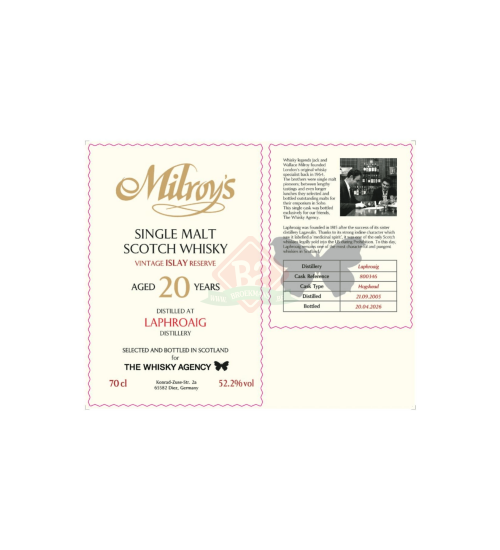 Laphroaig 2005 20y (The Whisky Agency - Milroy's For Twa)