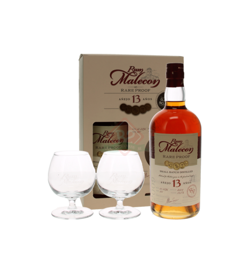 Malecon Rare Proof 13y + 2 Verres Boîte Incl.